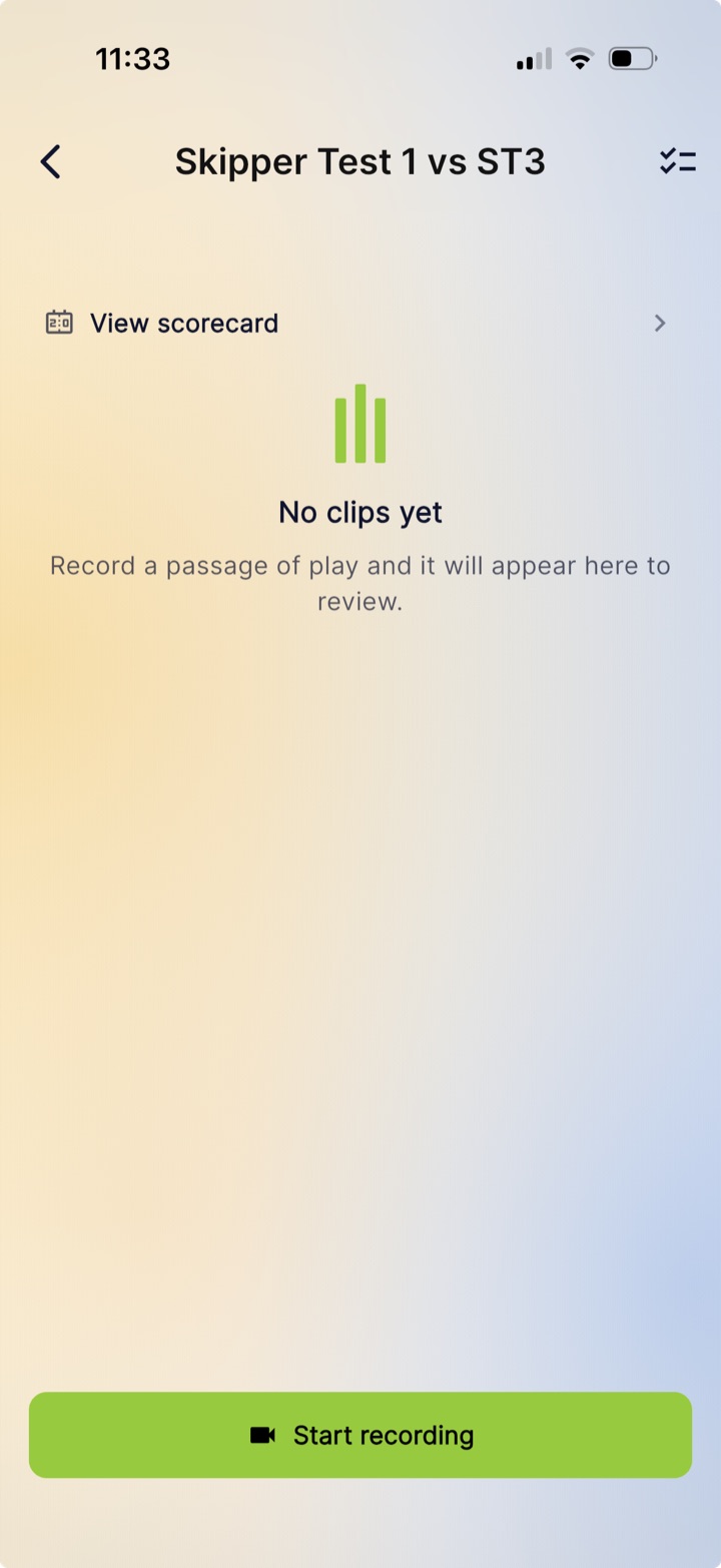 Empty session gallery with Start recording button